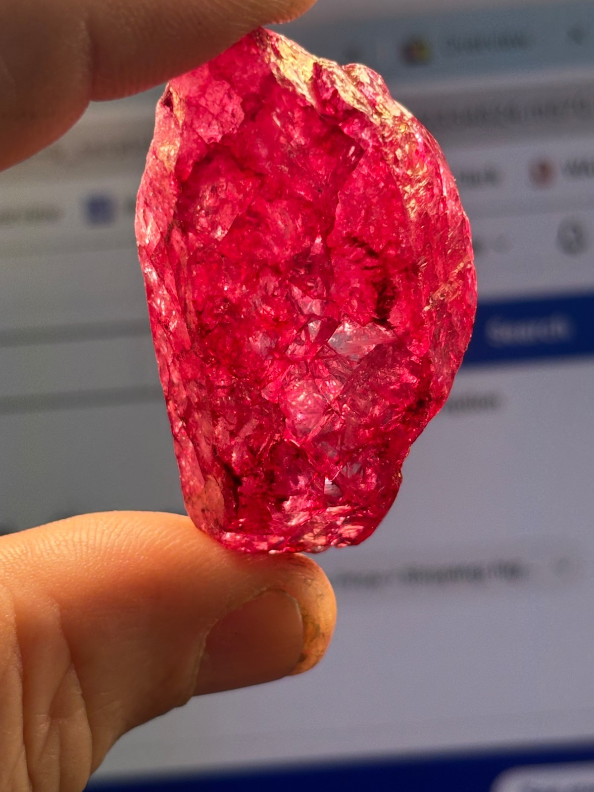 Dyed fractured Quartz crystal RUBY CORUNDUM ?? Wicca Pagan Mystic OCCULT