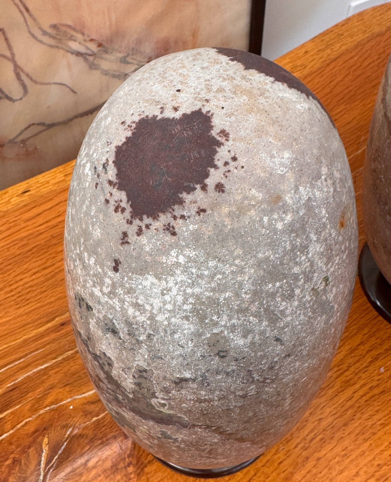 11″ Shiva Lingam Lingham Narmada River Stone Kyanite Vtg India Sculpture Art Vtg