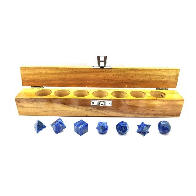 Lapis Lazuli Geometry Set, 7 Pcs Platonic Solid Set, Crystal Set, Healing Kit
