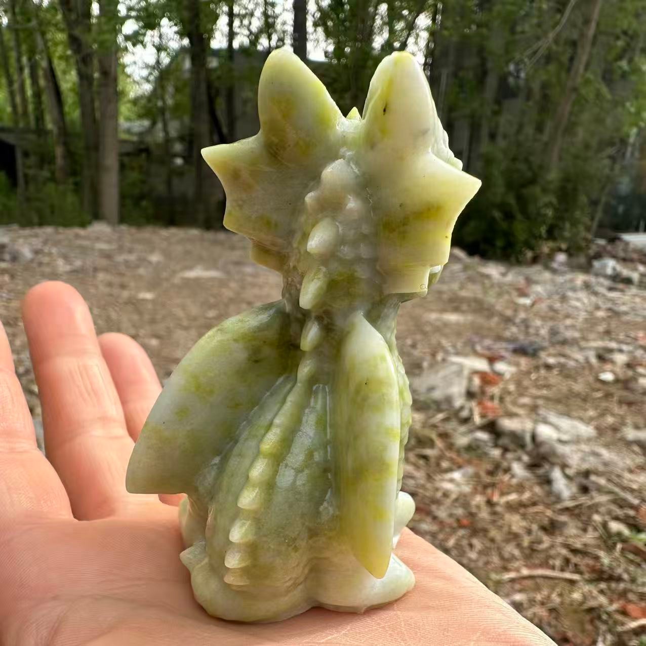 1pc Natural Lantian jade Quartz Carved Little Dragon Crystal Reiki Healing Decor