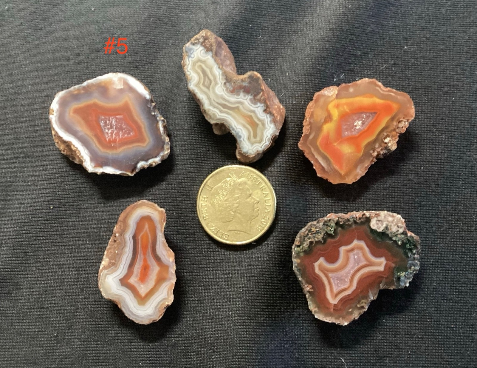 Malawi Agate Parcels – 5x PREMIUM Alimajo Polished Halves (30mm)