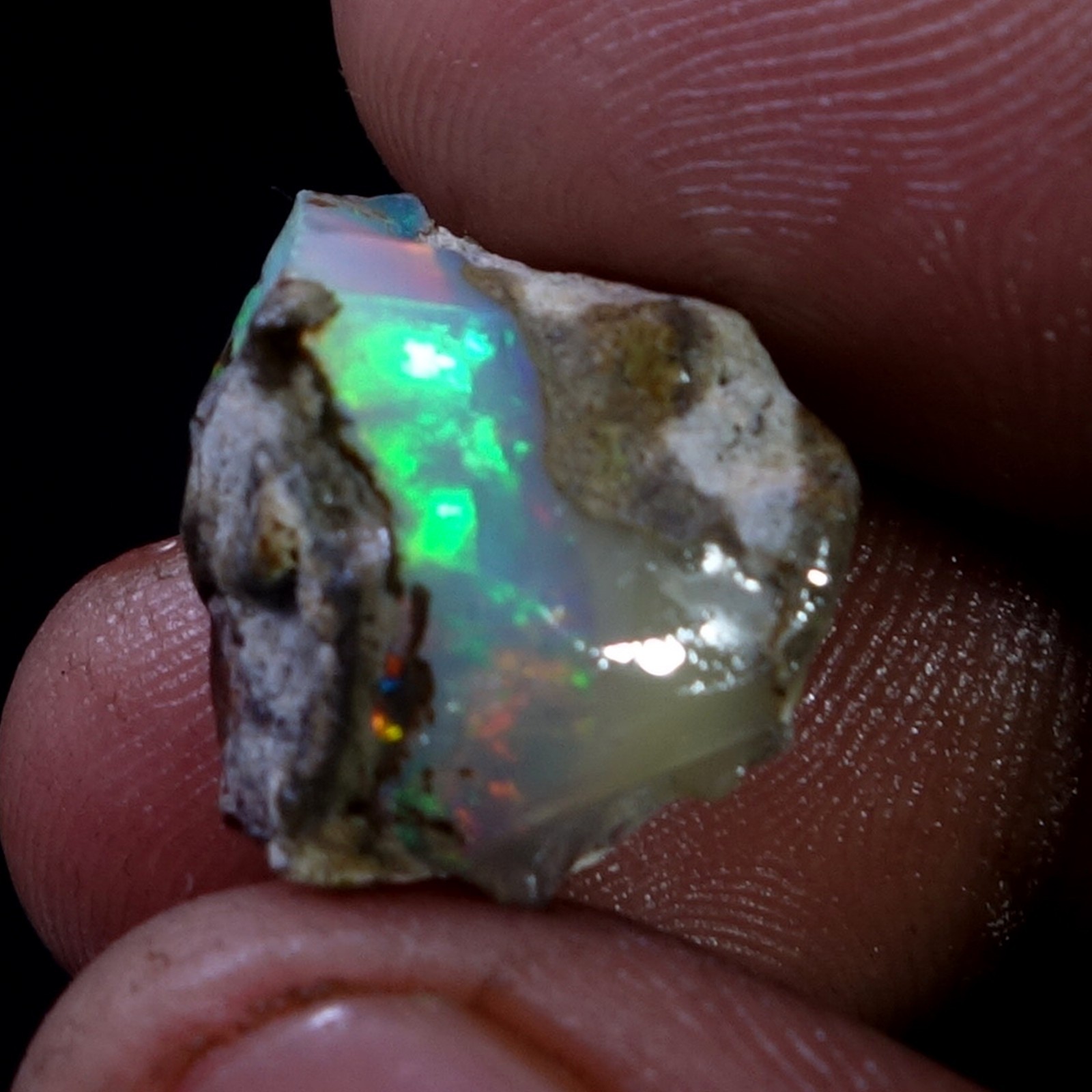 AA+ Ethiopian Dry Opal Rough Entreated Welo Opal Multi Fire Color Flash 08.70Cts
