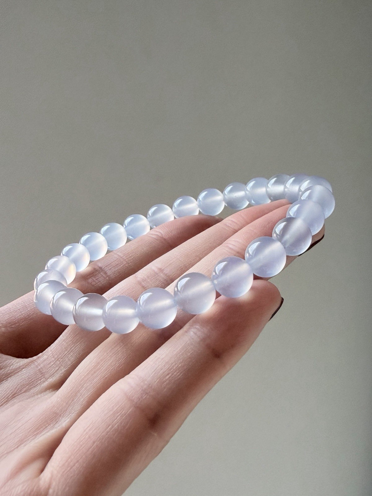 Natural Icy Baby Blue Translucent Chalcedony Bracelet