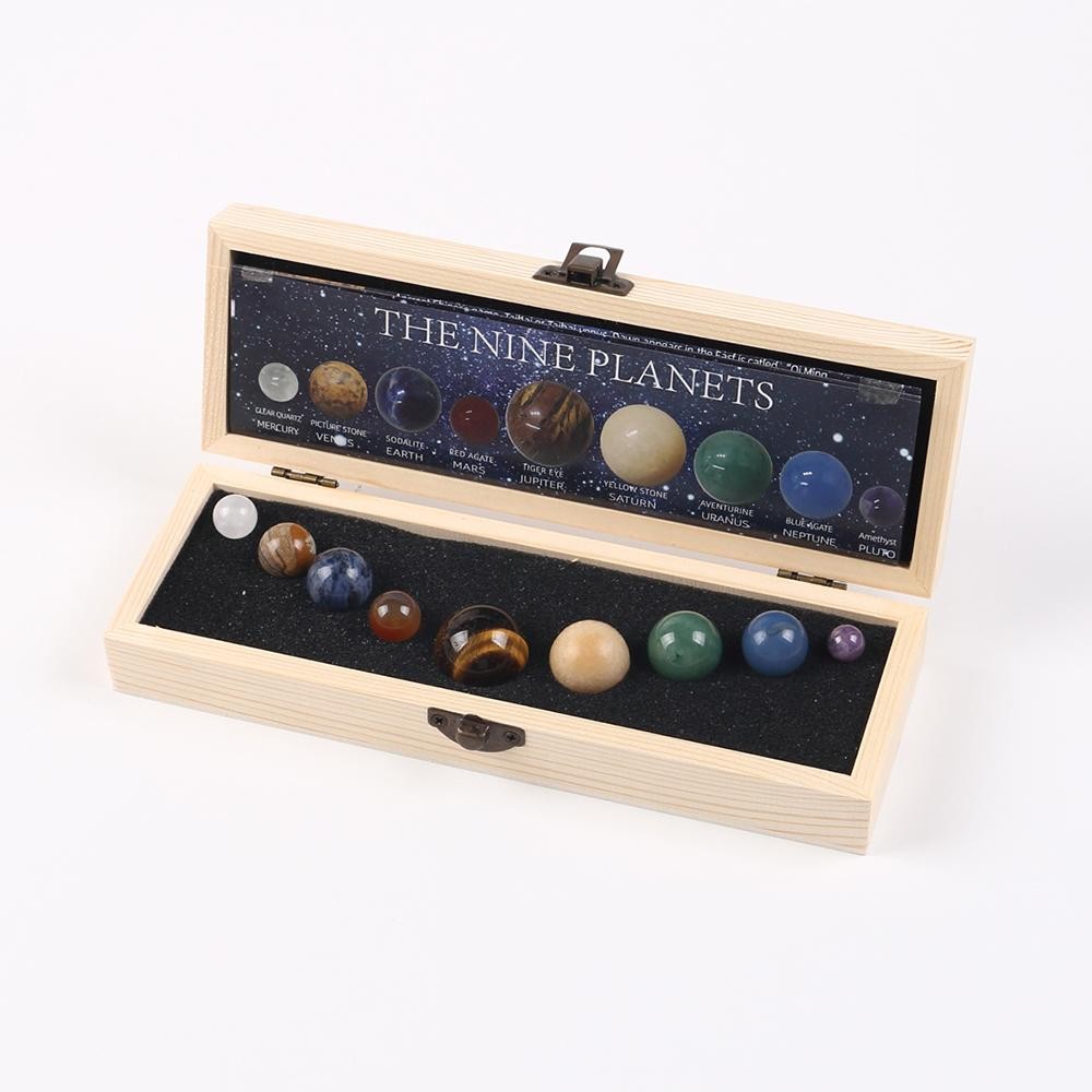 Solar System Gemstone Planet Spheres Set Crystal Galaxy Model Home Decor Gift