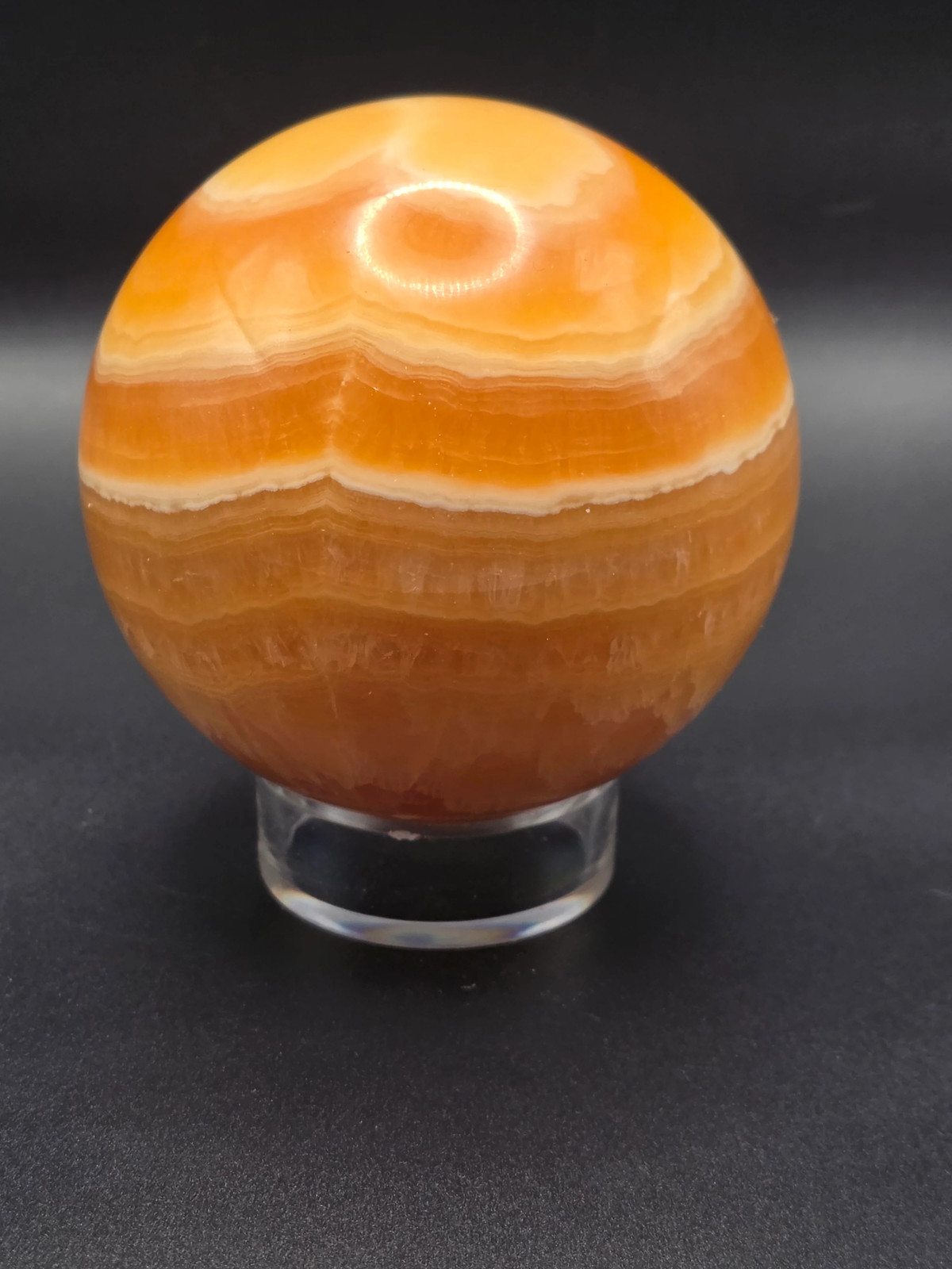 Large orange calcite sphere! 82.6mm, 3.2 inches, 1.12 pounds