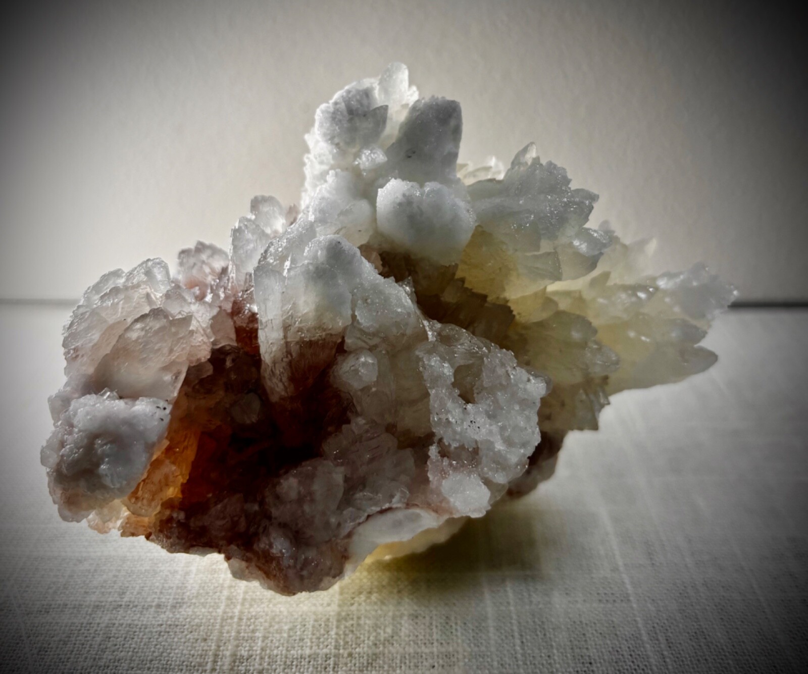 CALCITE CRYSTAL CLUSTER on QUARTZ SPECIMEN MULTI COLOR