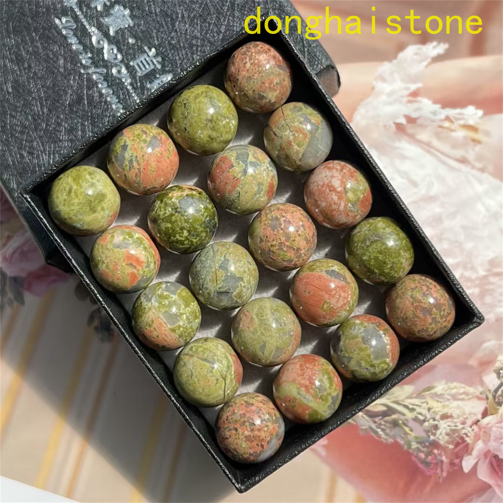 13x Wholesale Natural unakite sphere quartz crystal ball gift carved gem 15mm