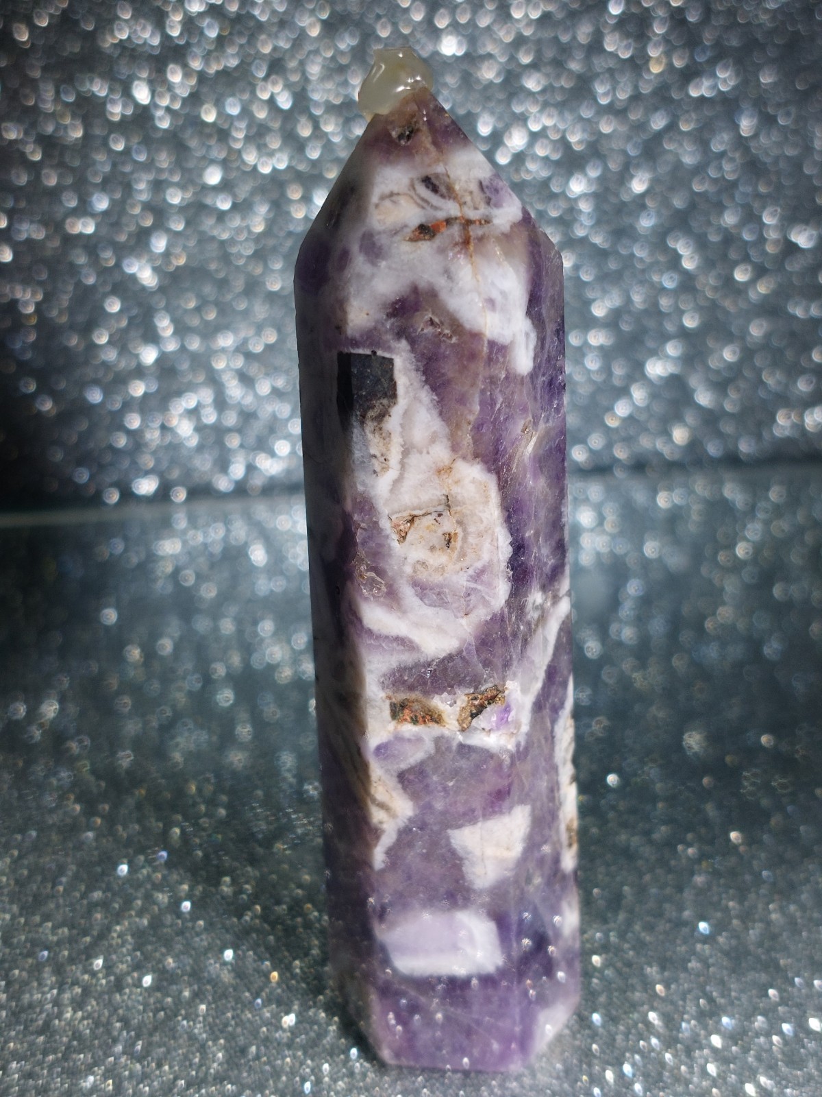 X1 Amethyst Crystal Tower Point Obelisk Healing Energy 81.7g 9.9cm