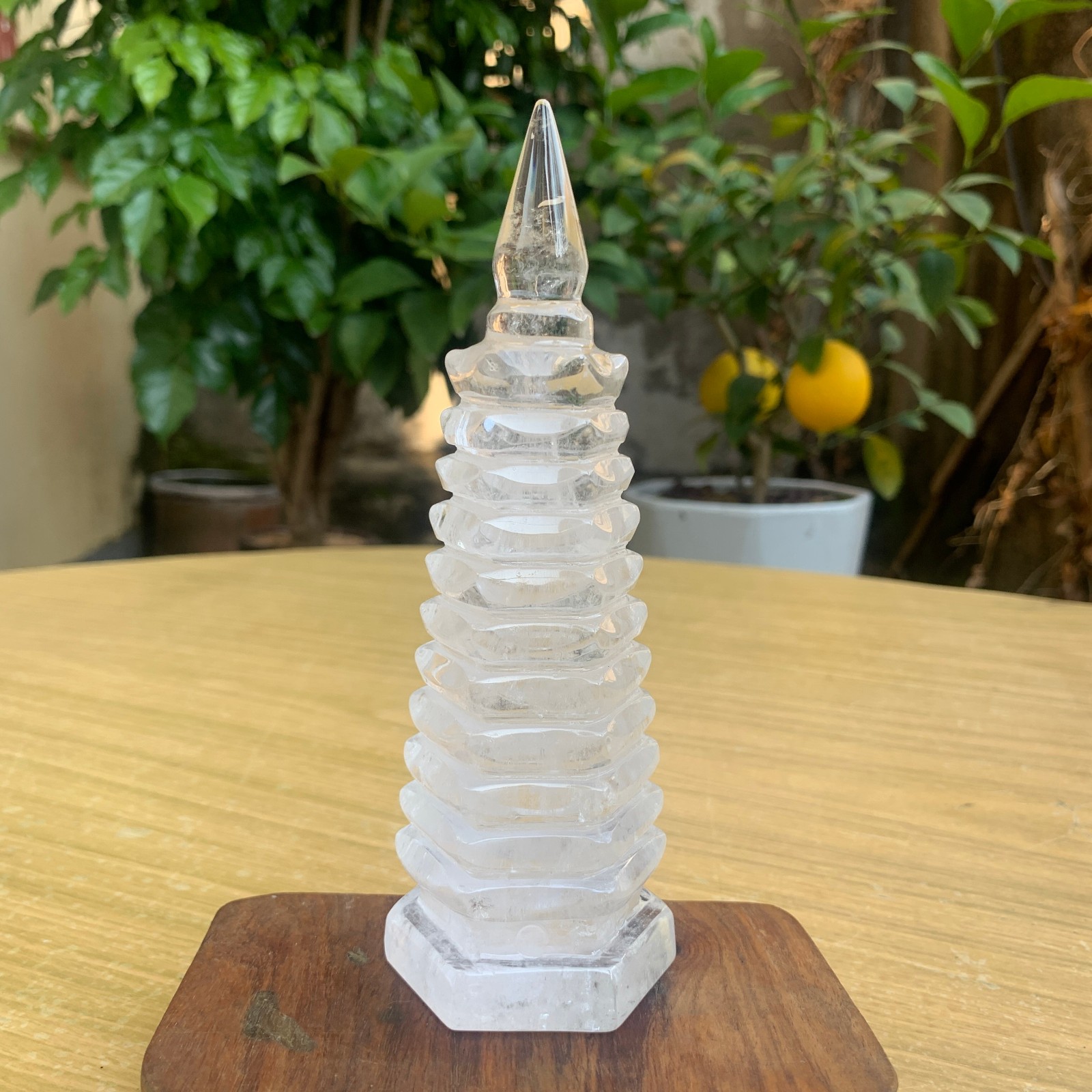 404G Natural Clear Quartz Wenchang Tower Carved Quartz Crystal gift collection