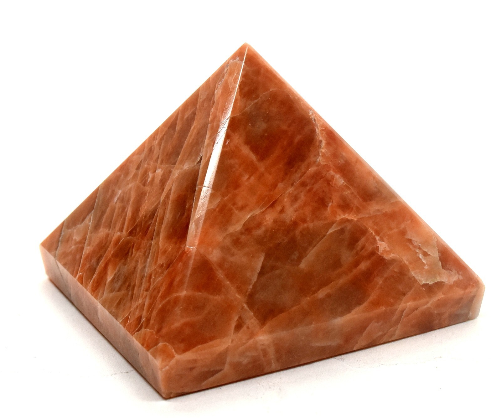 2″ 115g Orange Peach Moonstone Pyramid Polished Natural Feldspar Mineral – India