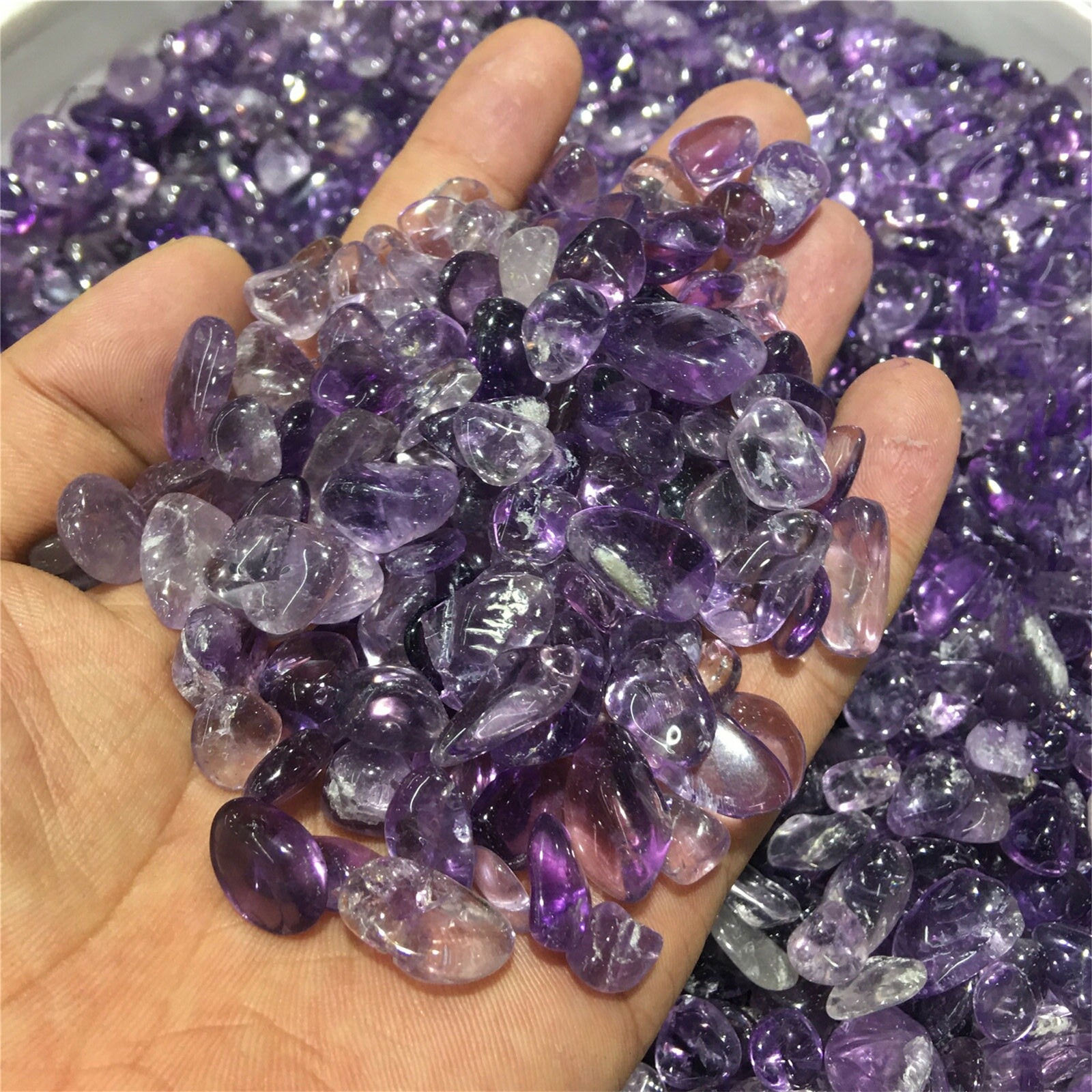 100g TOP!!! Natural Amethyst crystal stone rolling stone Rough Polished 20pc+