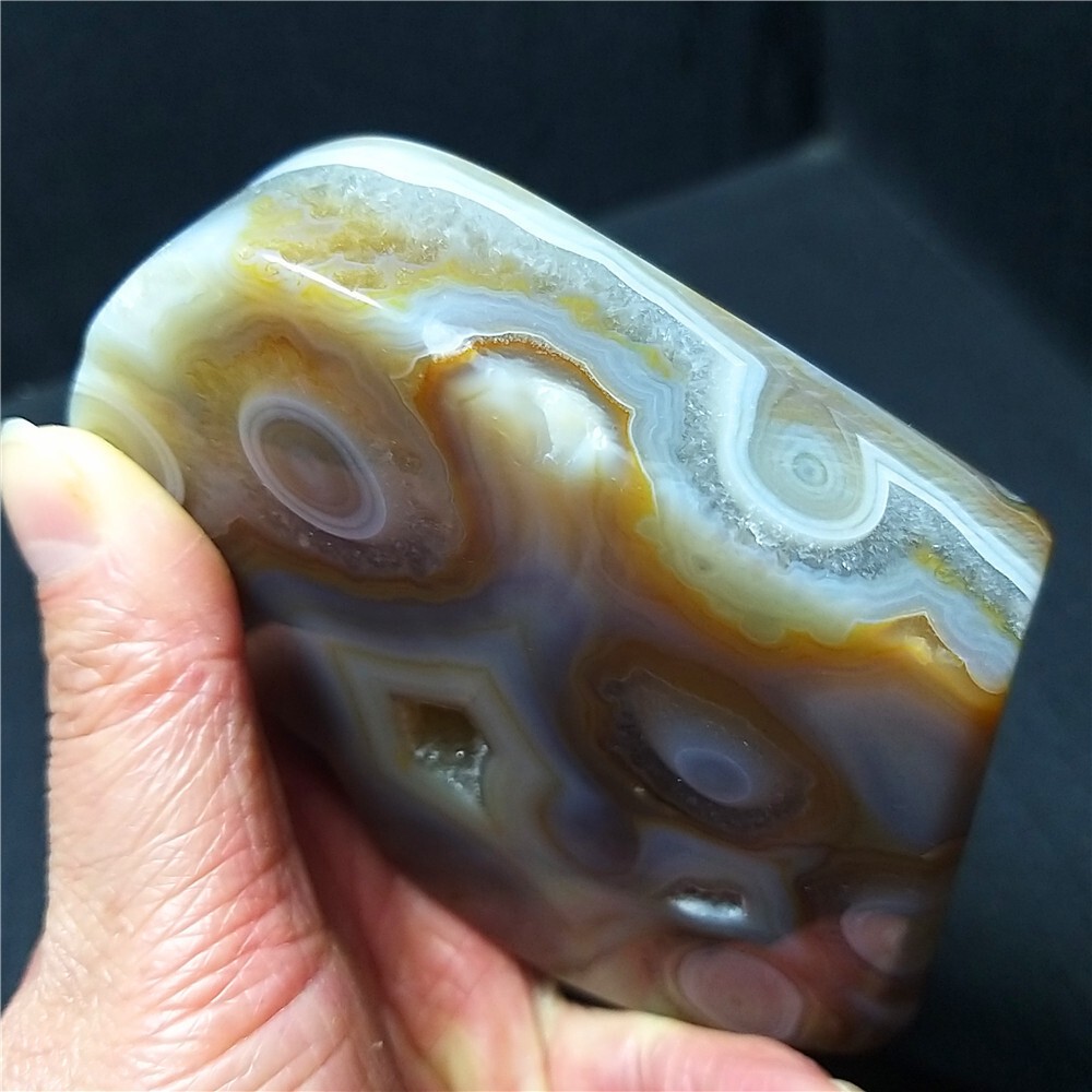 RARE 345.6G China Natural Inner Mongolia Gobi Eye Agate Geode Collection Ba850