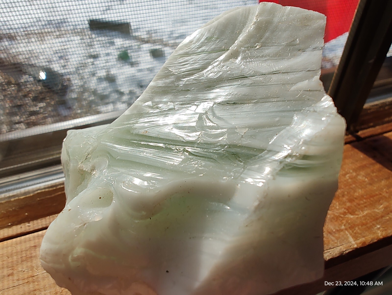 Andara Crystal 359 Grams pure white mint green stripes Monatomic Mt Shasta reiki