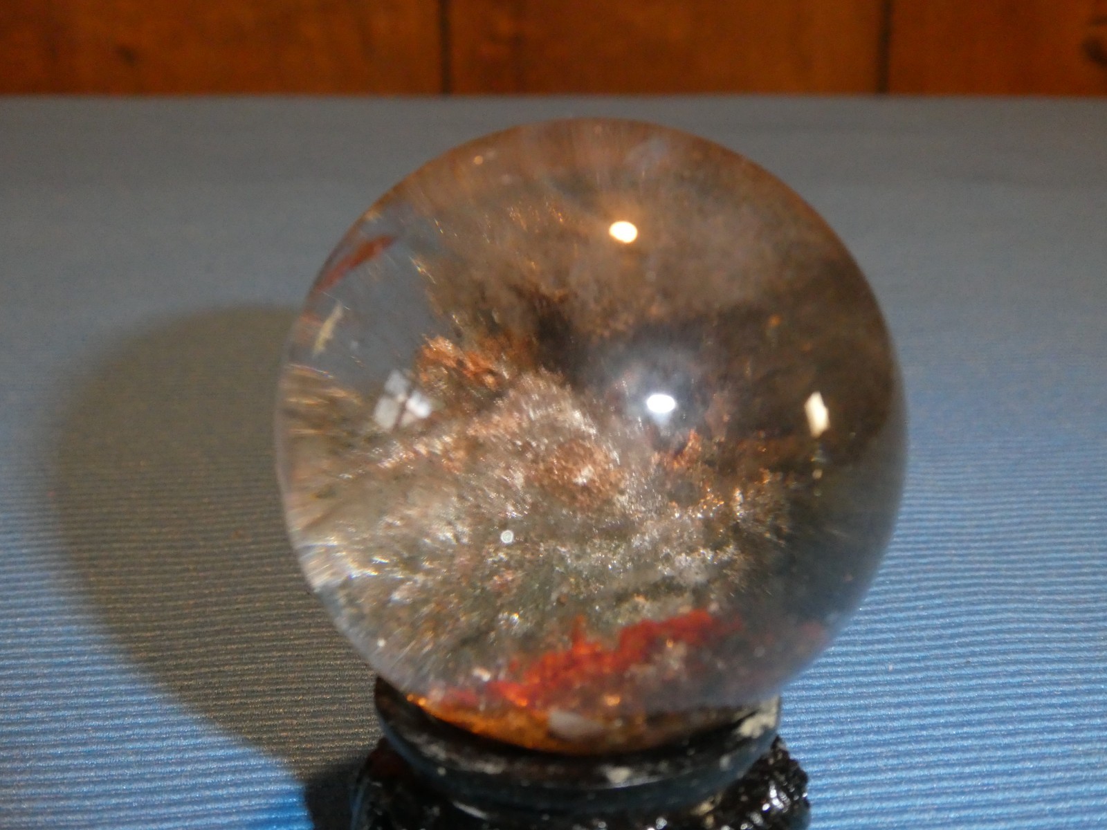 RARE GARDEN QUARTZ MOUNTAIN SCENE LODOLITE CRYSTAL SHAMAN DREAM SPHERE 45 MM DIA