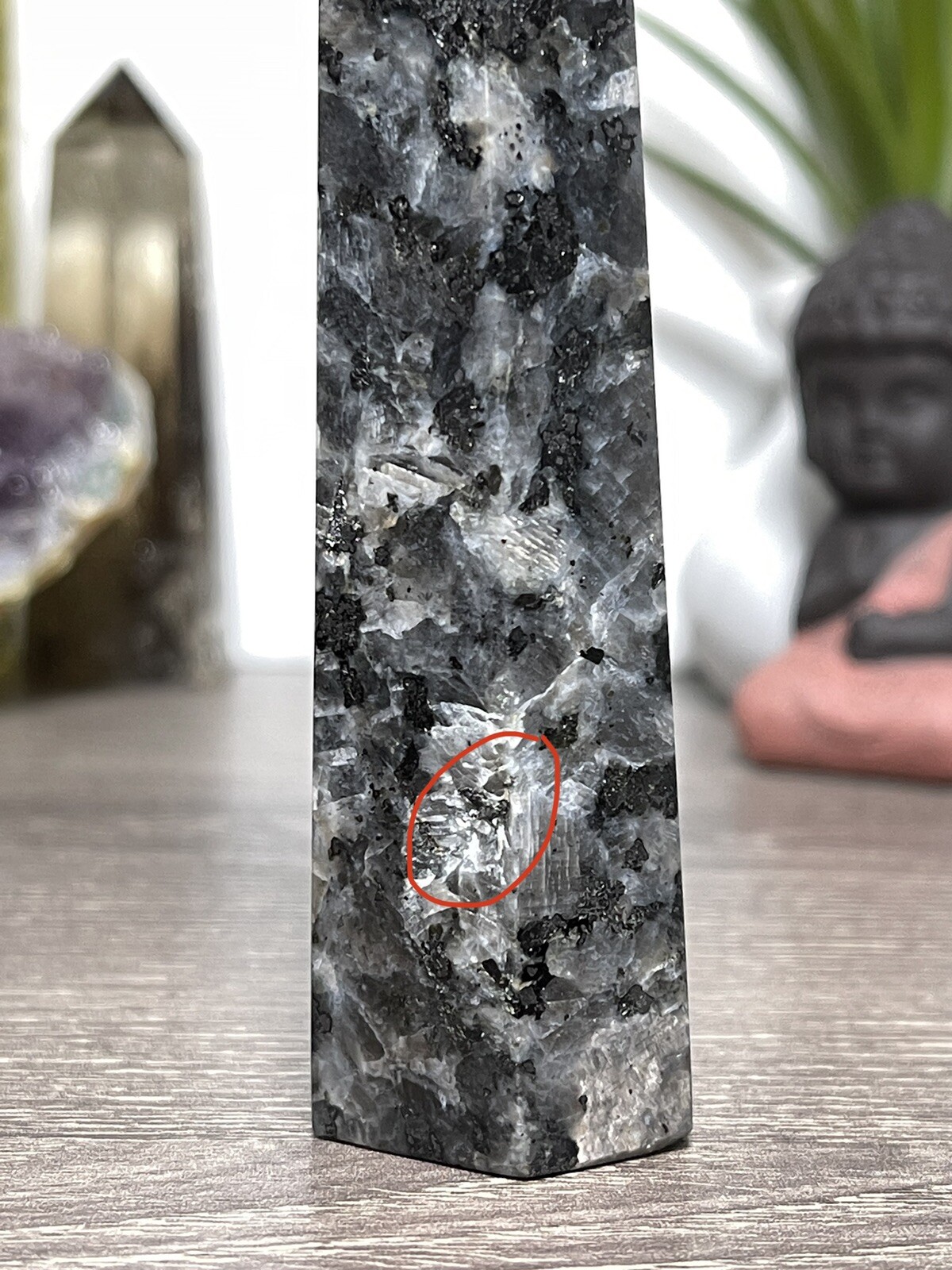 LARVIKITE TOWER – Feldspar Mineral Stone Reiki Chakra Wiccan Magick Yoga Decor