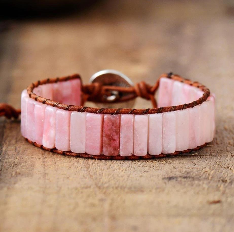 Handmade Natural Gemstone Tube Bead Women Men Healing Reiki Wrap Bracelet Gift