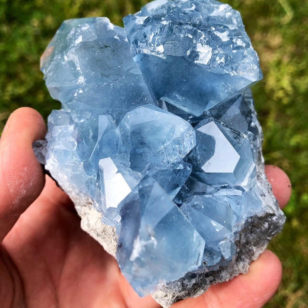 80-100g Celestite Healing Chakra Crystal Cluster Chunks Specimens Rocks Gifts