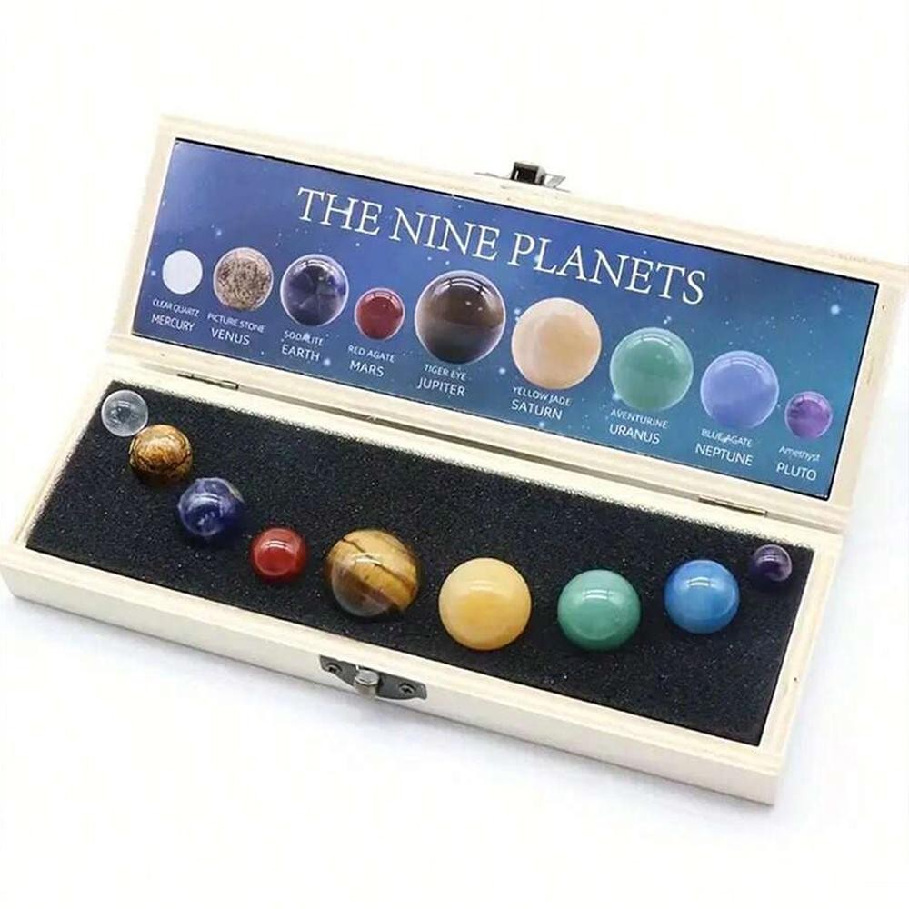 Solar System Gemstone Planet Spheres Set Crystal Galaxy Model Home Decor Gift