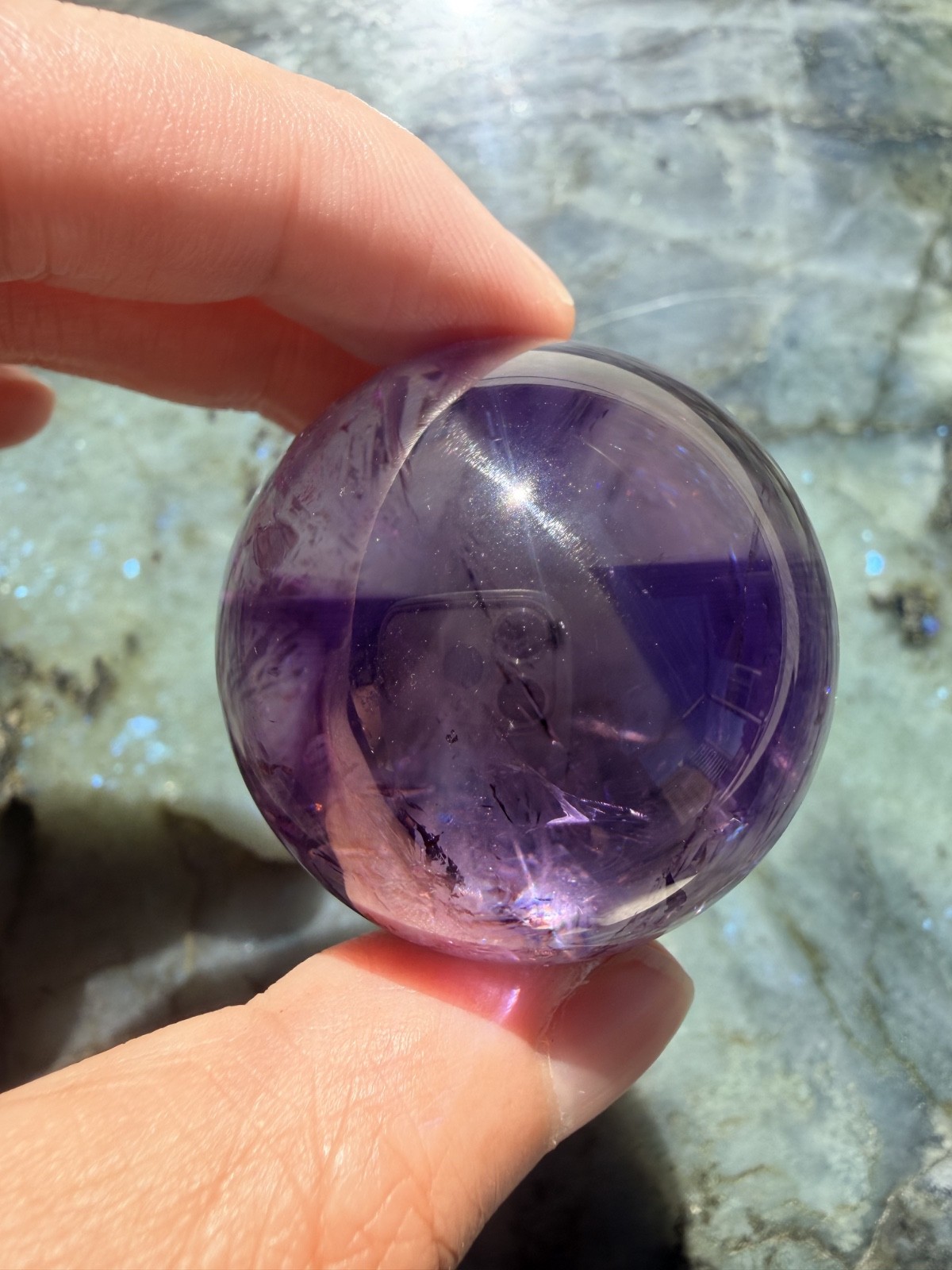 Trapiche Phantom Amethyst Sphere from Brazil | 1.7″