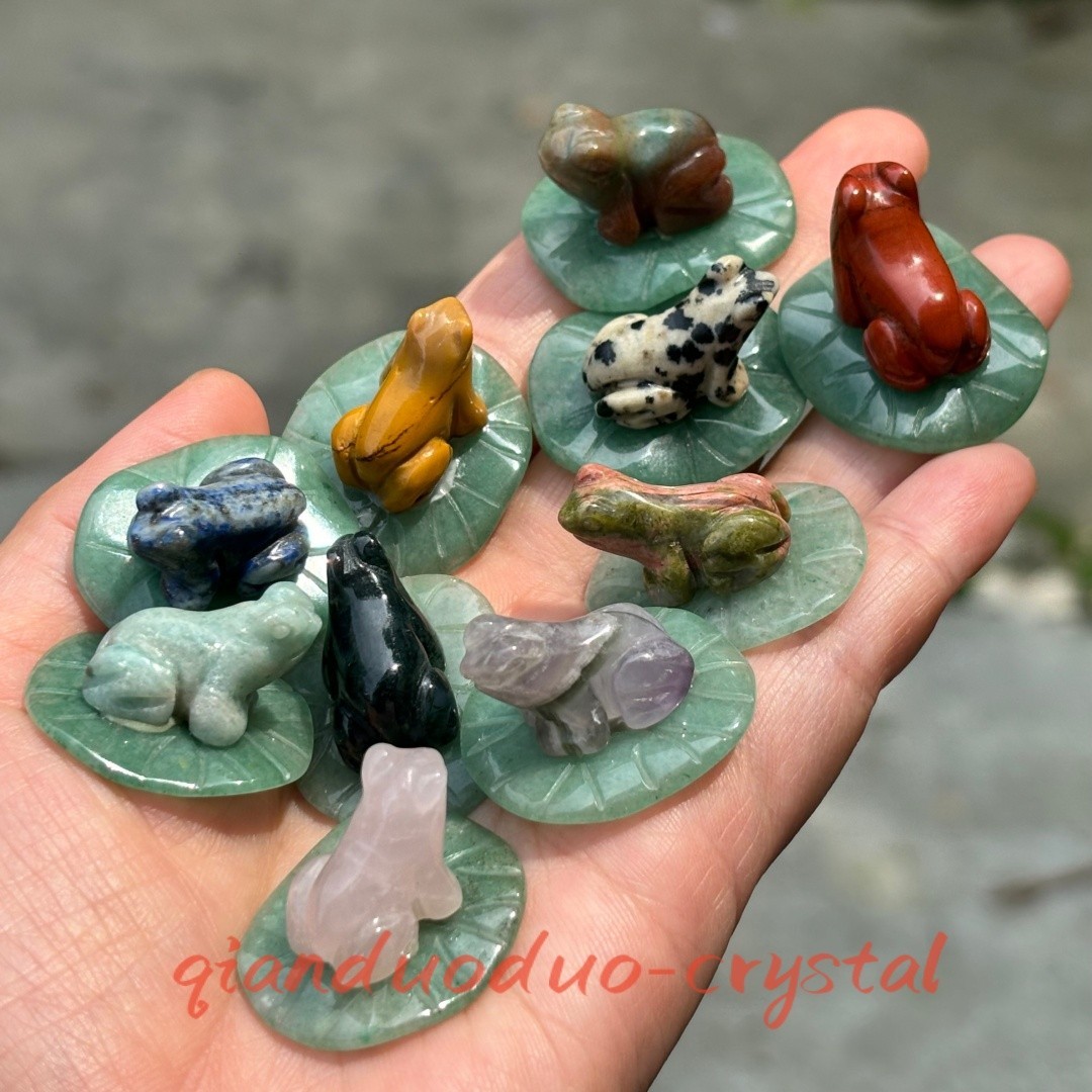 5pcs Mix Natural Quartz Frog Hand-carved Crystal skull Reiki Healing Gift