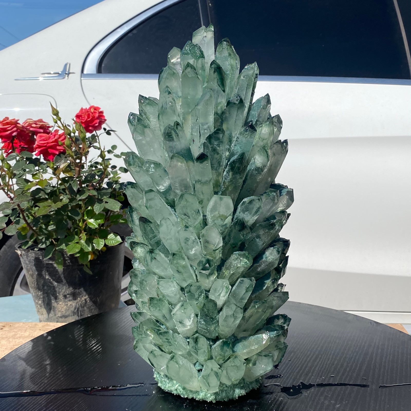 30LB Newly discovered green phantom quartz crystal cluster minerals