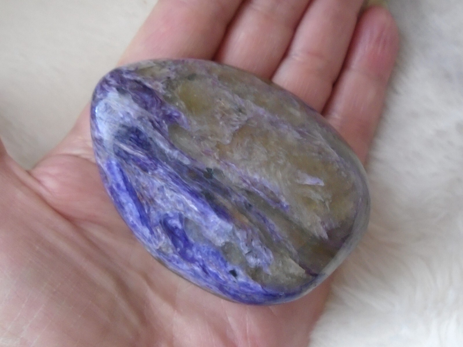 Very rare Polished Charoite on Microcline with Aegerine, and trace Tinaksite