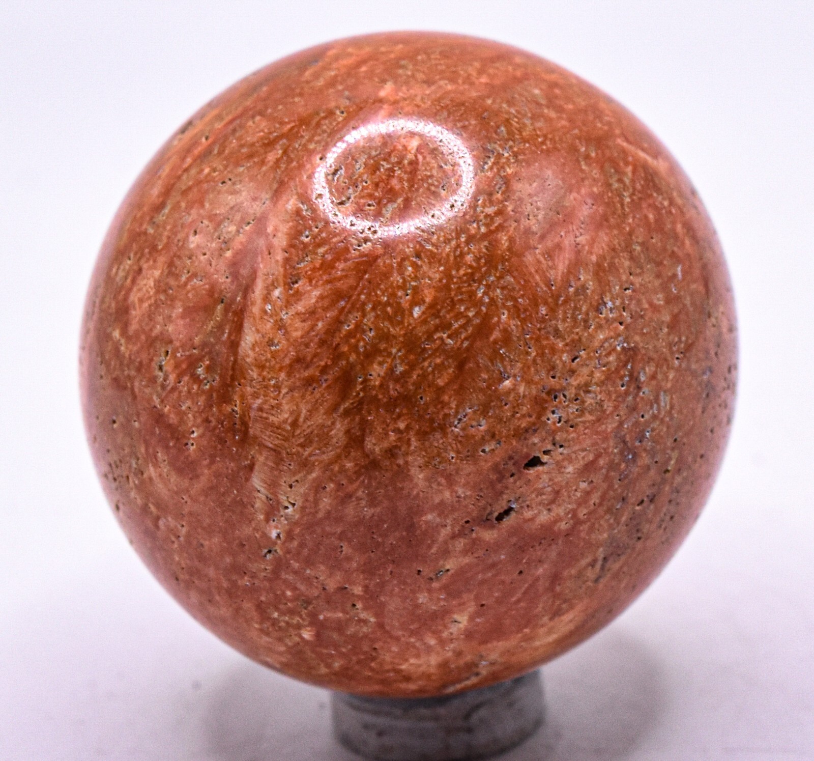 49mm Orange Fire Jasper Sphere Polished Collectible Crystal Mineral Ball – Peru