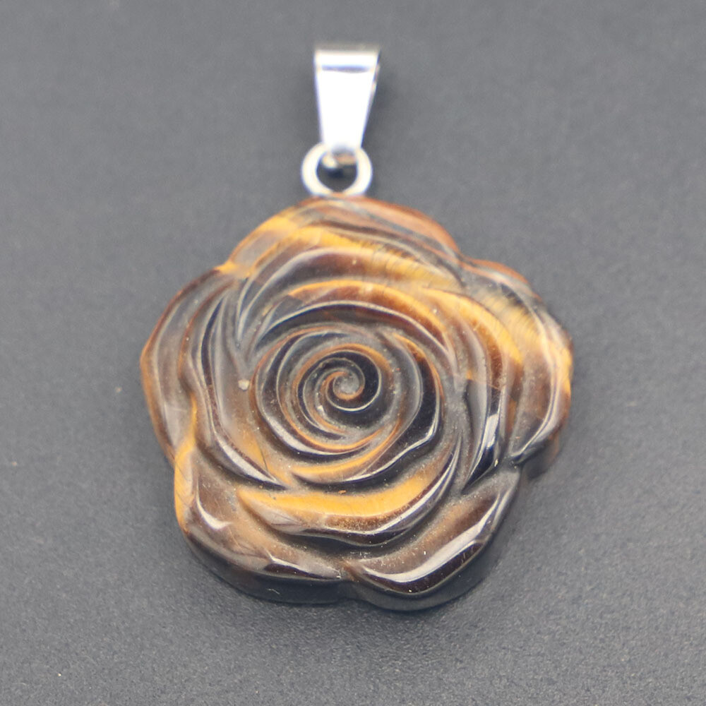 Natural gemstone crystal carved rose pendant Fashion Gift Healthy Healing