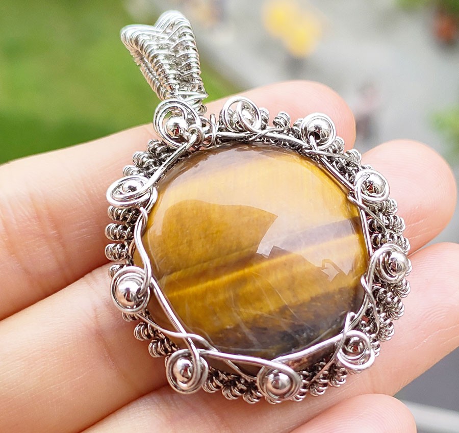 5pcs Natural Tiger eye Gems Pendant Chakra Reiki Amulet Handcraft Charm