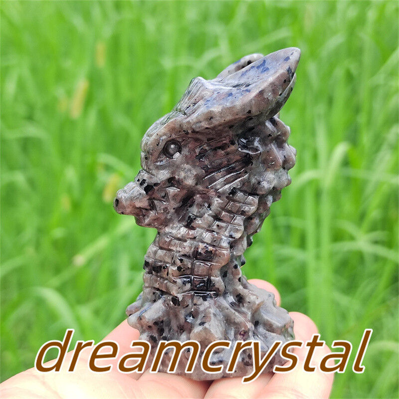 3″ Natural Yooperlite Dragon Skull Carved Quartz Crystal Reiki Energy Skull 1pc