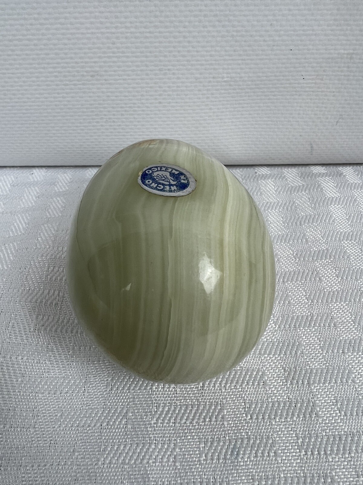 Green Natural Stone Polished Easter Egg 3″ Long White Brown Easter Home Decor