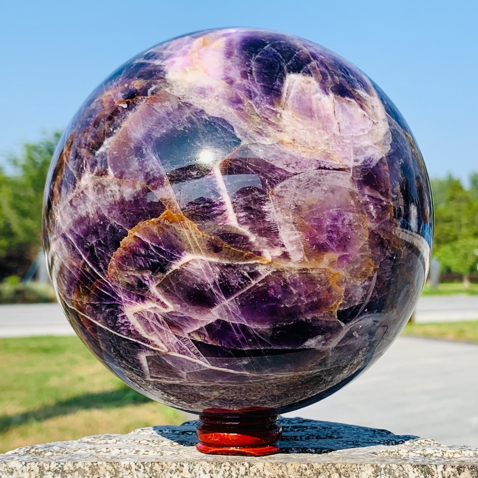 8.07LB Natural Dreamy Amethyst ball Quartz crystal Sphere Crystal Reiki Healing