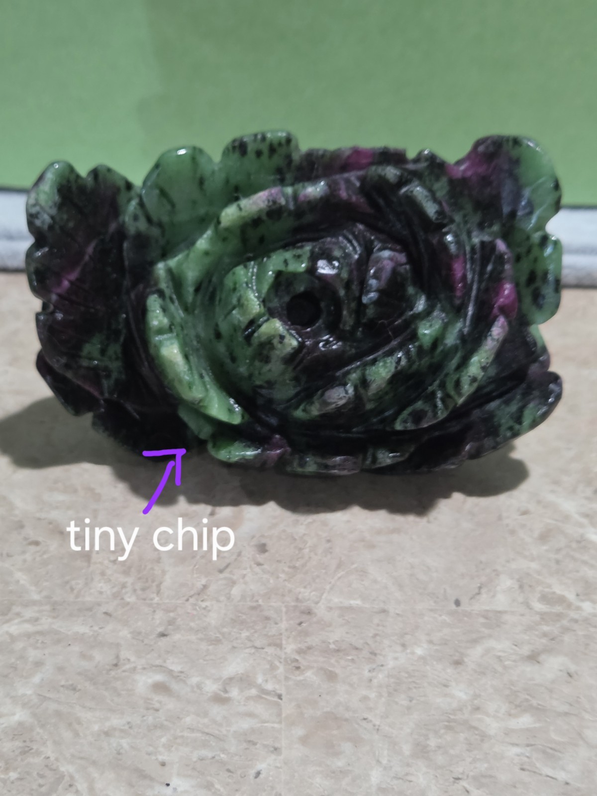 Crystal Ruby Zoisite Rose Flower Plant Carving