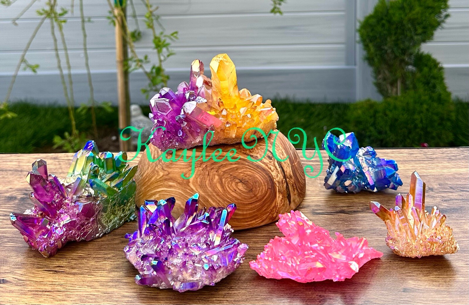 Wholesale Lot 6-7 PCs Mix Aura Lemurian Quartz Cluster Raw Crystal Nice Quality