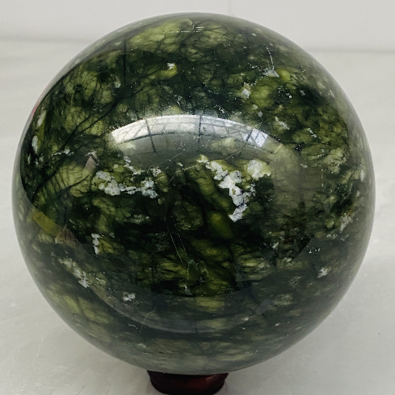 Natural Southern Jade Sphere Green Serpentine Crystal Ball Healing 3220g 7.09LB