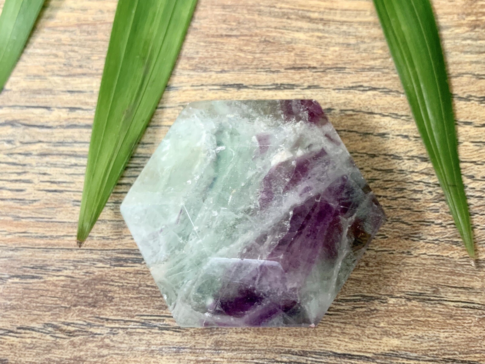 Fluorite Hexagon Crystal Hexagon Shape Gemstone Specimen Reiki Chakra Healing.