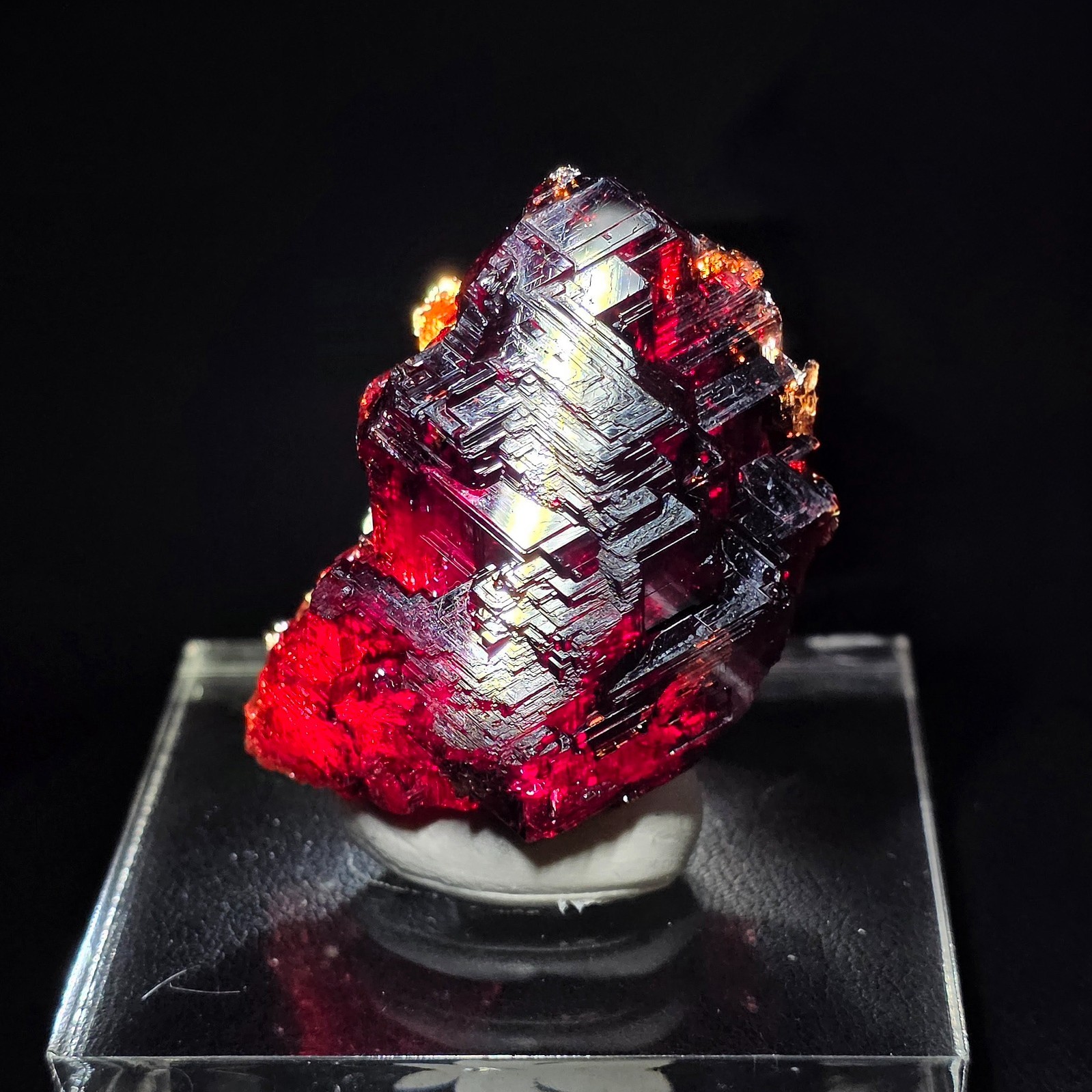 Etched Spessartine Garnet, Navegadora, Brazil – Deep Burgundy, Minor Quartz