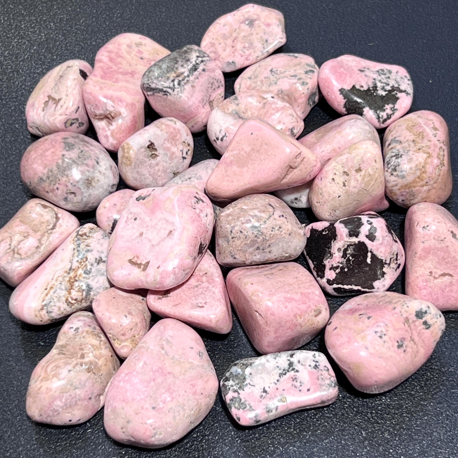 Pink Rhodonite Tumbled Stones (By The Piece or Pound) Bulk Wholesale Lot
