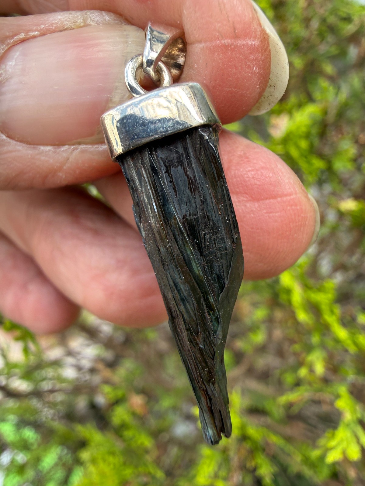 Vivianite Crystal Pendant silver 925 Raw anxiety healing natural awareness