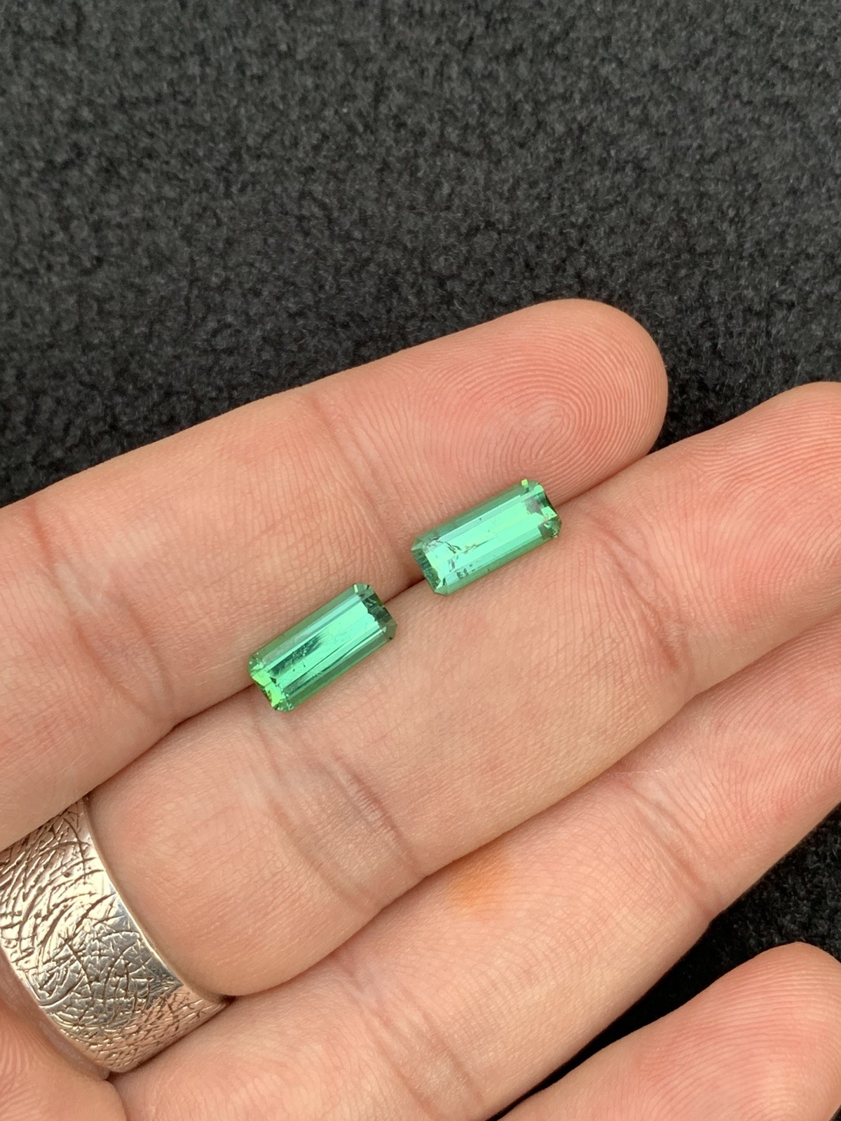3.80ct natural neon green rectangular cut faceted tourmaline pair from afg 11mm