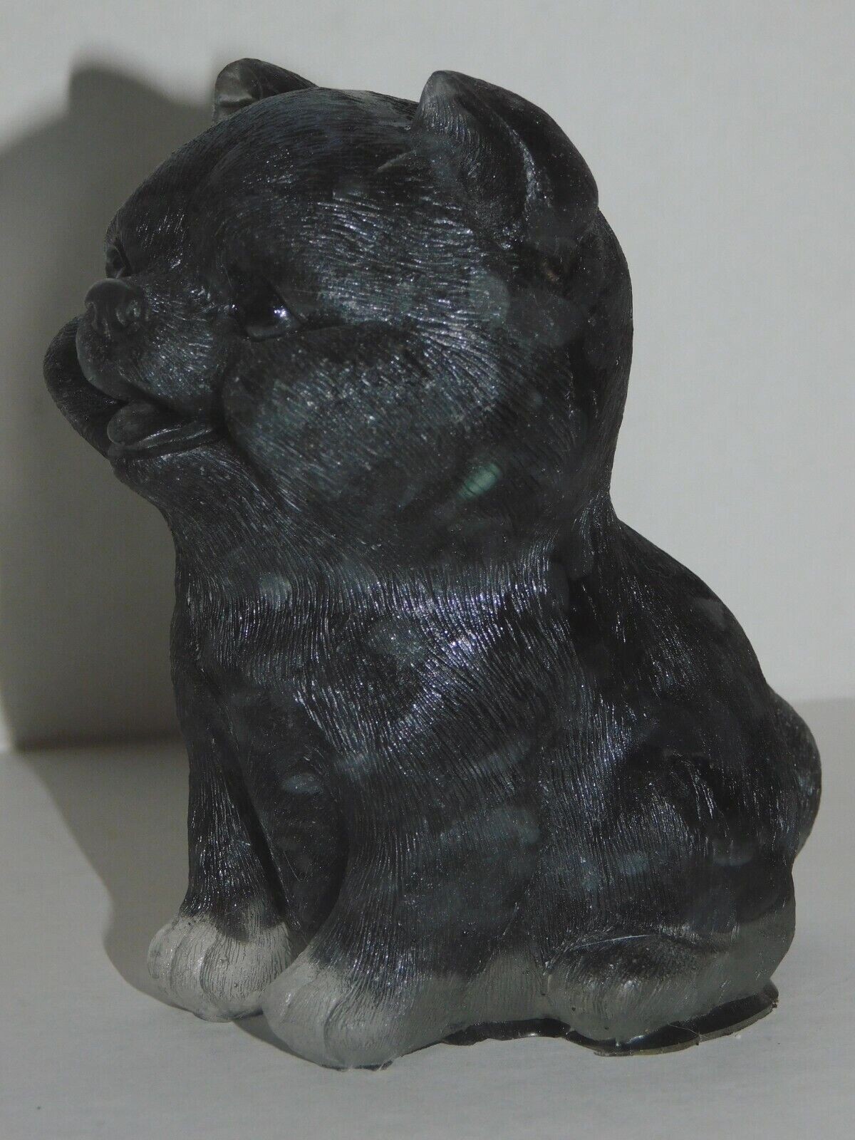 Crystals Obsidian Gravel Black Resin Puppy Dog Figurine Reiki Healing Decor A