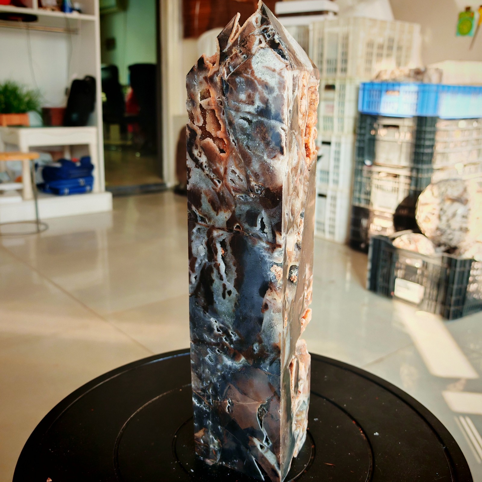 10.56LB Polishing and repairing of natural sphalerite crystal columns 4800g