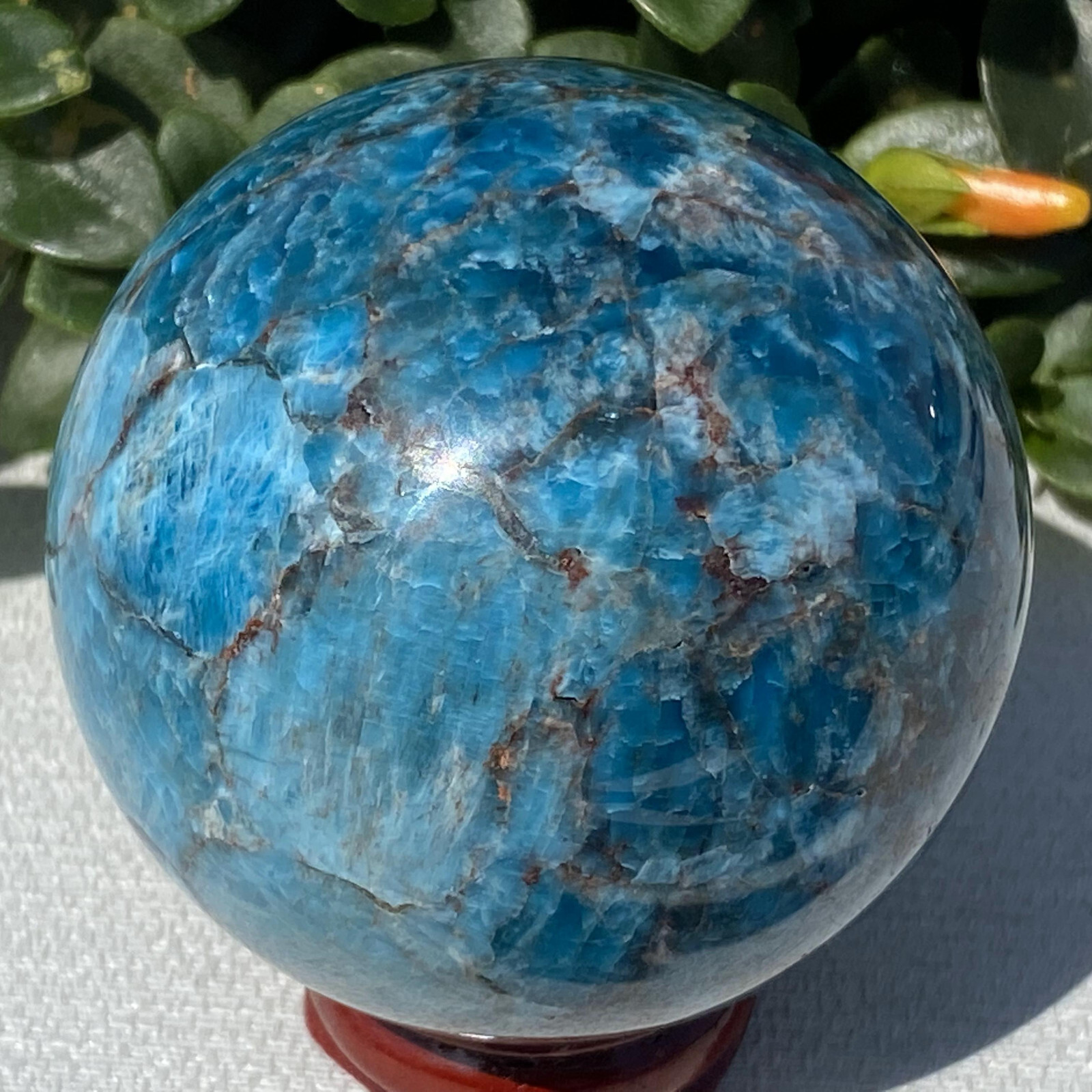 1pc Natural Blue Apatite Ball Sphere Quartz Crystal Mineral Reike Healing 58.7mm