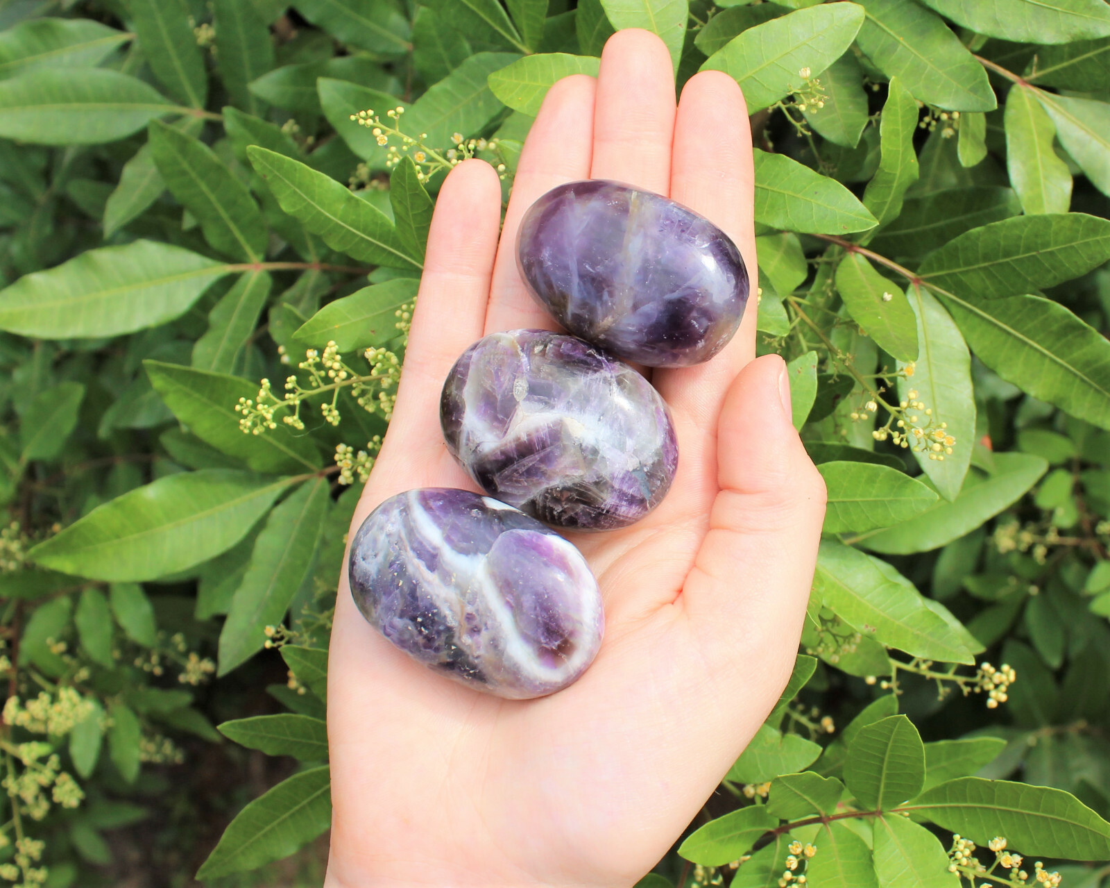 Chevron Amethyst Hand Polished Stones: Banded Amethyst Pebbles, Crystals