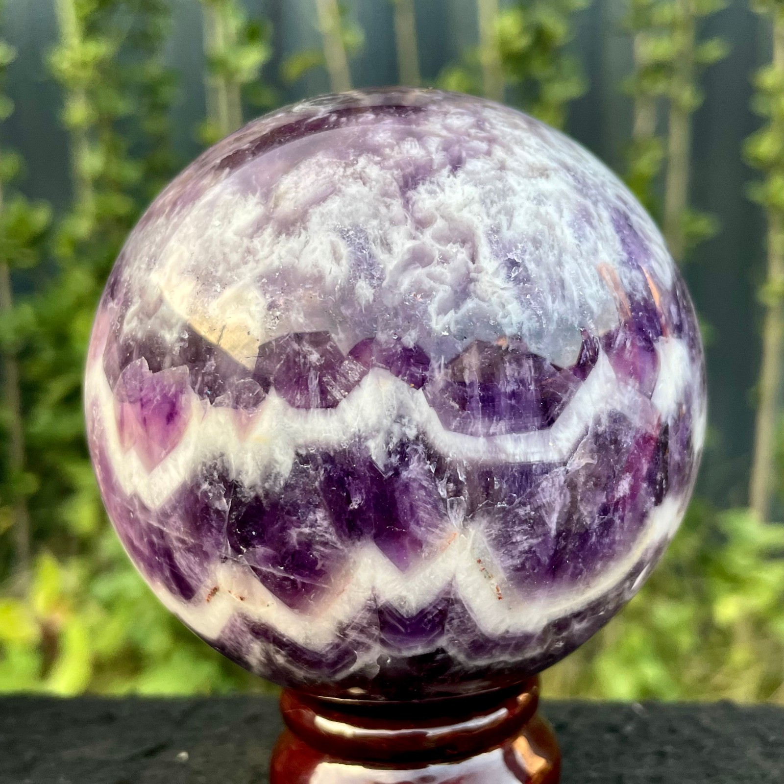 1.61LB Natural Dreamy Amethyst ball Quartz crystal Sphere Crystal Reiki Healing