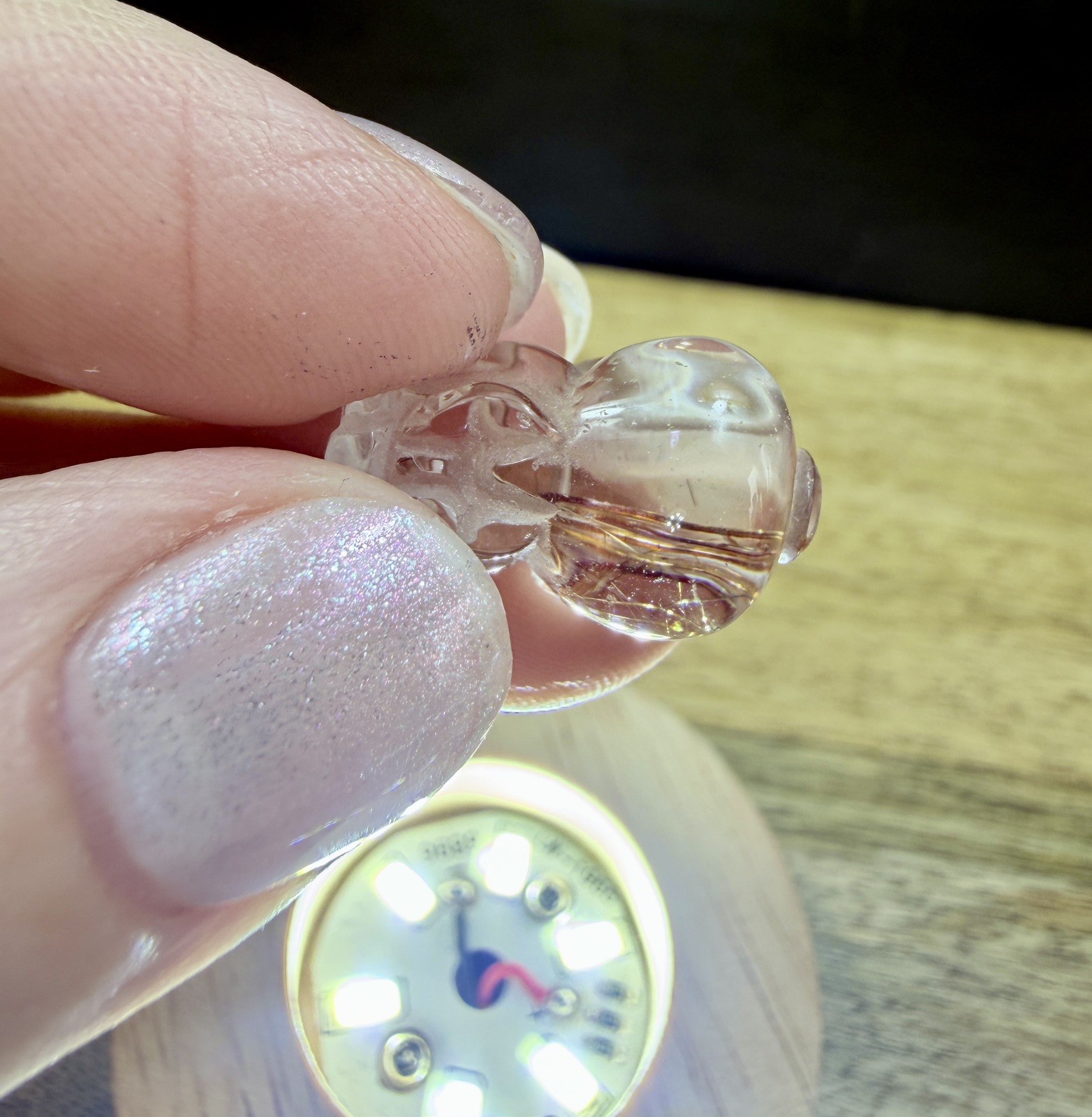 Crystal Golden Rutile Quartz Tiny Pixiu Carving Chinese Feng shui collect Mini