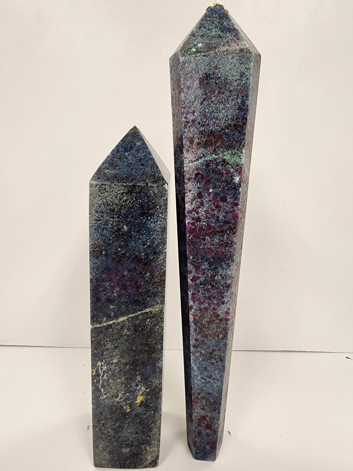Ruby in Blue Kyanite Crystal Tower & Wand Set UV Reactive Natural
