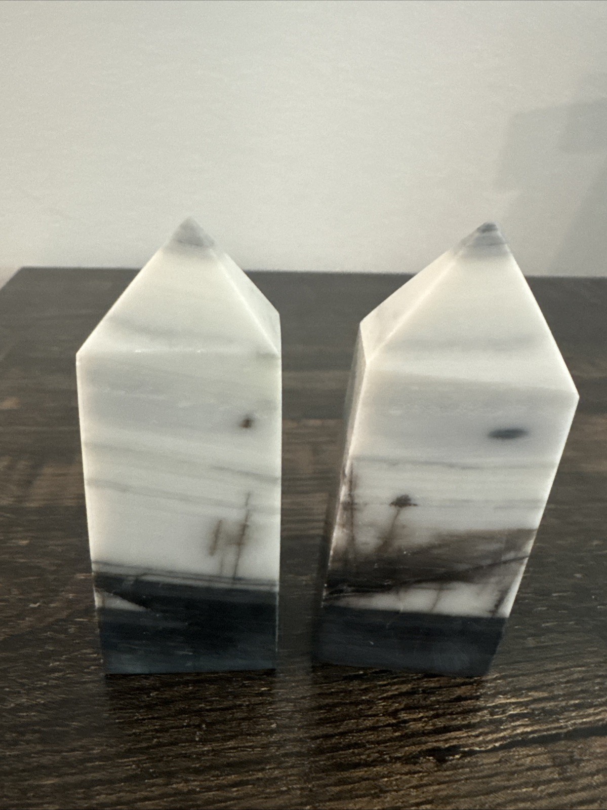 Zebra Jasper Crystal Tower Set Of Two 231 Grams 3.25”