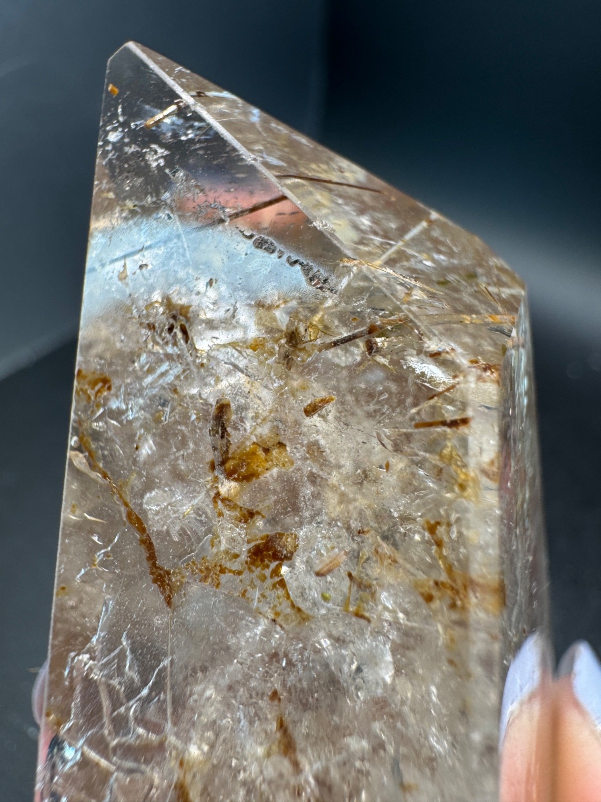 6516 Clear Quartz Free Form with Red and Gold Rutile Brazil 125g