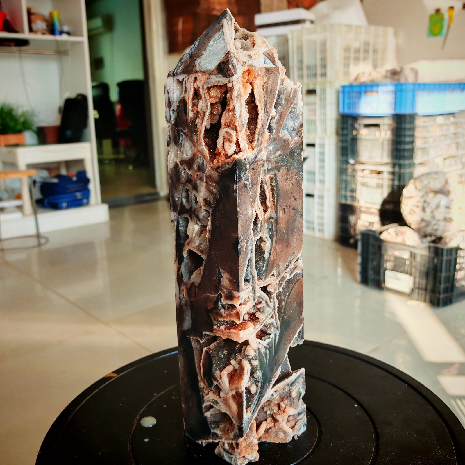 10.56LB Polishing and repairing of natural sphalerite crystal columns 4800g